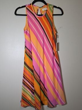 Calvin Klein Multicolor Striped Sleeveless Stripe Dress